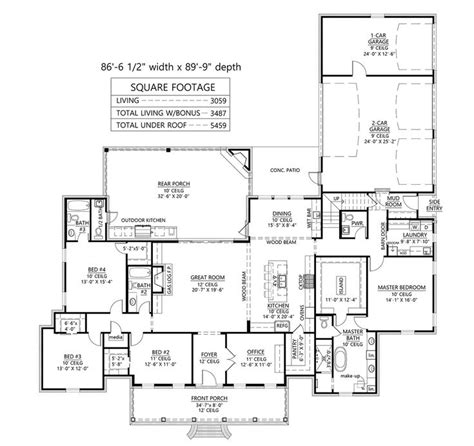 Acadian Style Home Plan With Pool Bath And Outdoor Kitchen Madden