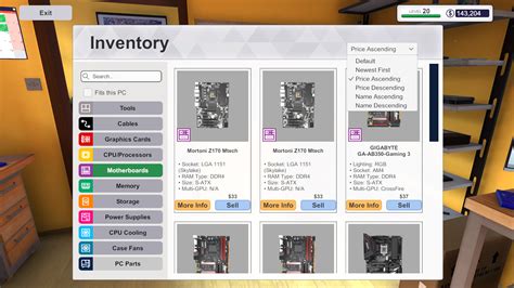 Outdated Inventory Sort Options At Pc Building Simulator Nexus Mods