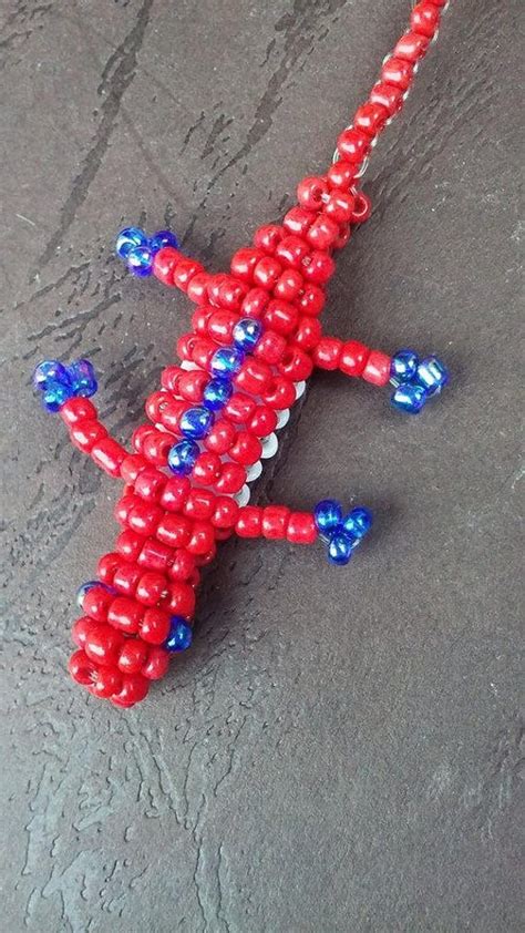 Red White And Blue Lizard Keychain Red White And Blue