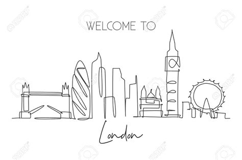 The London Skyline In Black And White With Handwritten Text Welcome To