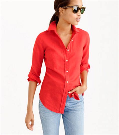 j crew perfect shirt cotton linen in coral clothes perfect shirt women