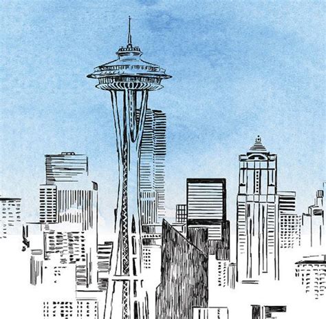 This Item Is Unavailable Etsy Seattle Art Seattle Skyline Drawing