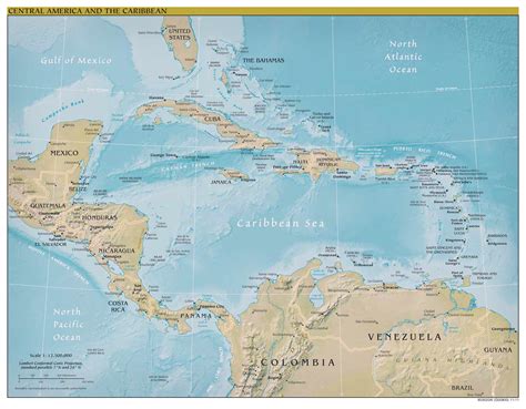 Large Scale Political Map Of Central America And The Caribbean With