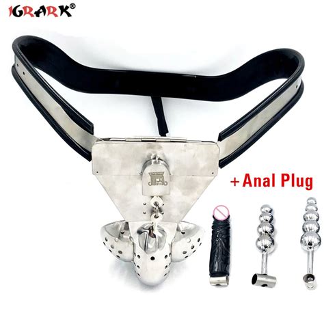 Stainless Steel Male Chastity Belt Penis Cock Cage Anal Beads Dildo
