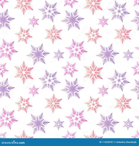 Pastel Snowflakes Pink Purple Winter Pattern Seamless Stock Vector