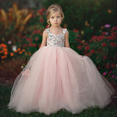 Baby Kids Girls Princess Dress Pageant Wedding Birthday Party Lace Long