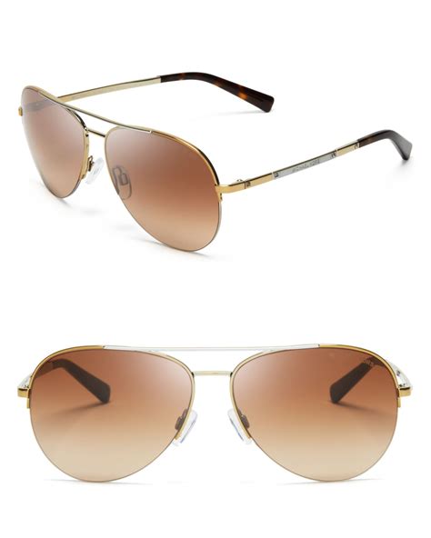 michael kors polarized aviator sunglasses in gold metallic lyst