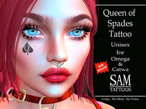 second life marketplace [sam tattoos] queen of spades face tattoo