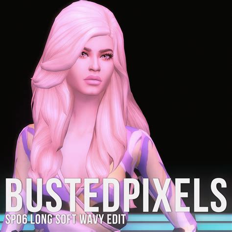 Busted Pixels Long Soft Wavy Hair Retextured Sims 4 Hairs