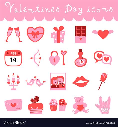Happy Valentines Day Icons Royalty Free Vector Image