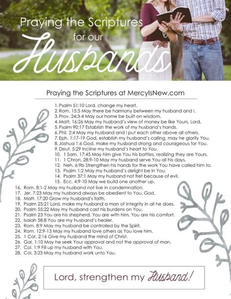 28 Verses To Pray For Your Husband Free Printable Love Notes