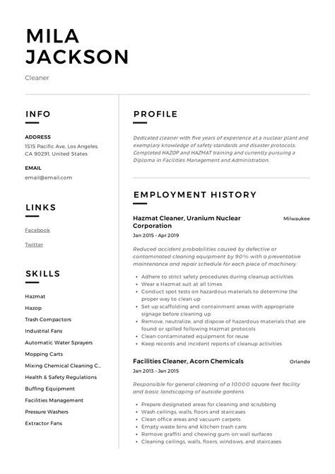Cleaned classrooms, hallways, and restrooms. Cleaner Resume & Writing Guide | +12 TEMPLATES | PDF | '20