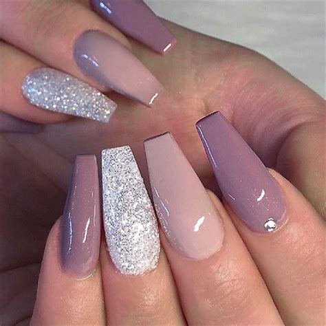 Elegant Purple Glitter Coffin Nails Inspirations Tips Fashionre