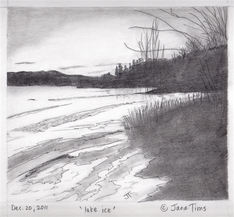 Lake Drawing Pencil