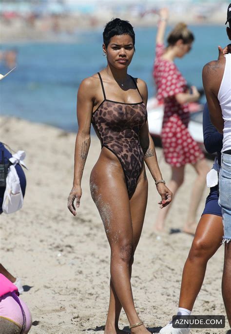 Teyana Taylor Wears A Sheer Thong Bodysuit At The Beach In Miami Aznude