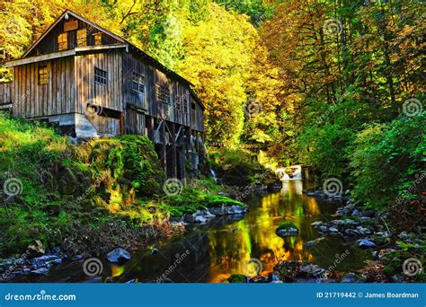 Autumn Colors Surround This Old Mill Stock Photo Image Of Stream