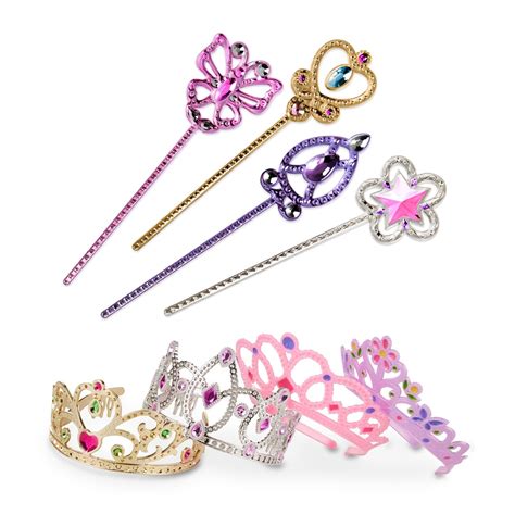Melissa And Doug Role Play 8 Pc Dress Up Tiaras And Wands Set Girls