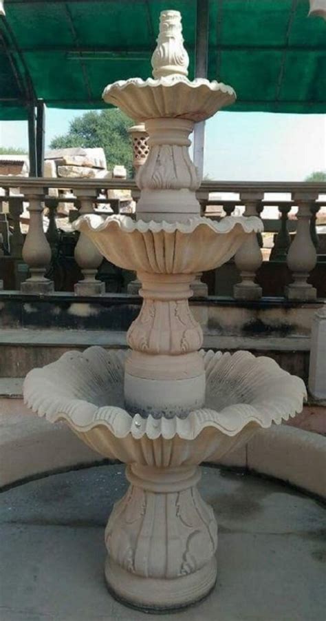 Plain Off White 3 Tier Modern Marble Fountain For Garden Beauty At Rs