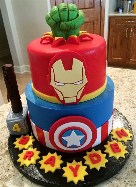 All edible and hand modeled. Avenger Cake | Marvel birthday cake, Avengers birthday ...
