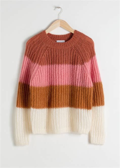 Pastel Striped Wool Blend Sweater Neapolitan Stripe Sweaters