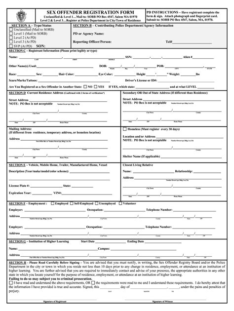 Mass Sex Offender Registry Form Fill Out And Sign Online Dochub
