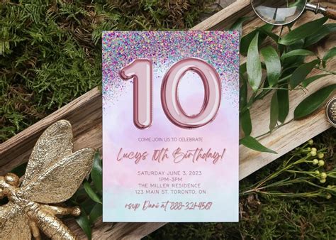 Editable Girls 10th Birthday Invitation Template To Edit On Etsy