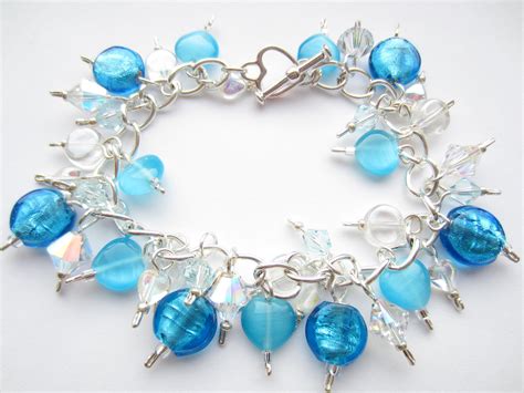 Swarovski Crystal Bracelet Turquoise Blue Bracelet Indian Glass