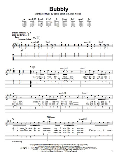Bubbly By Colbie Caillat Easy Guitar Tab Guitar Instructor