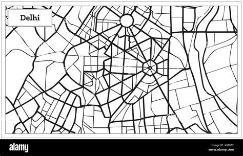 Delhi India City Map In Black And White Color Vector Illustration