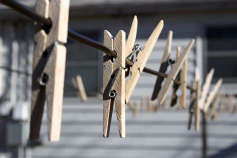 Wooden Clothespins On Clothes Line Picture Free Photograph Photos