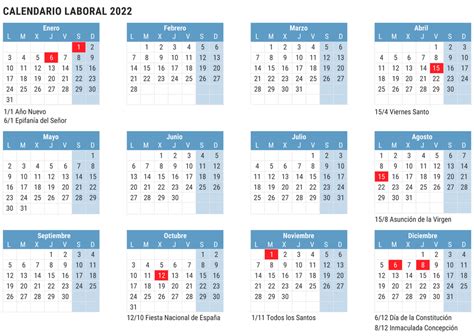 Calendario Laboral 2022 Festivos Y Puentes En España