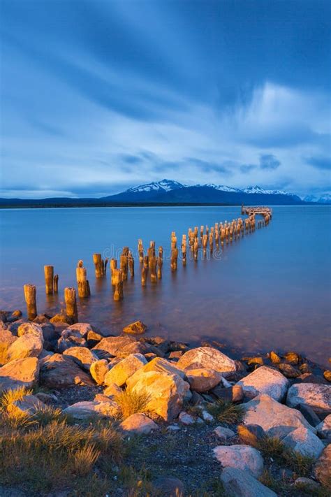 Beautiful Landscape Patagonia Mountains Glacier Lake Stock Photo