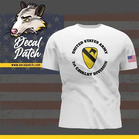 Us Army 1st Cavalry Division Short Sleeve White Polyester T Shirt