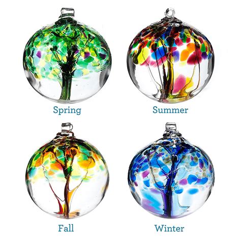 Four Seasons Glass Globes Winter Summer Spring And Fall Seasonal Glass Handmade By Stephen