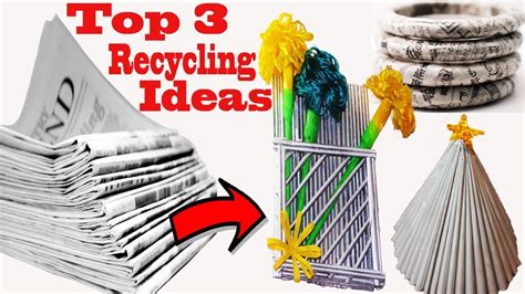 Top 3 Awesome Newspapers Recycling Ideas Best Out Of Waste Diy