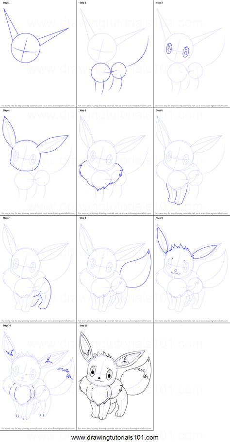 How To Draw Eevee From Pokemon Printable Drawing Sheet By