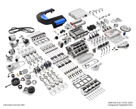 Corvette Zr1 Ls9 Supercharged 62l V8 Engine Exploded View Mostly