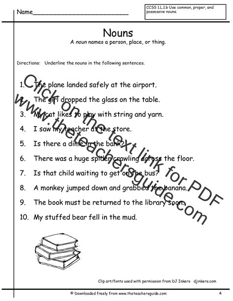 Nouns Worksheets From The Teachers Guide