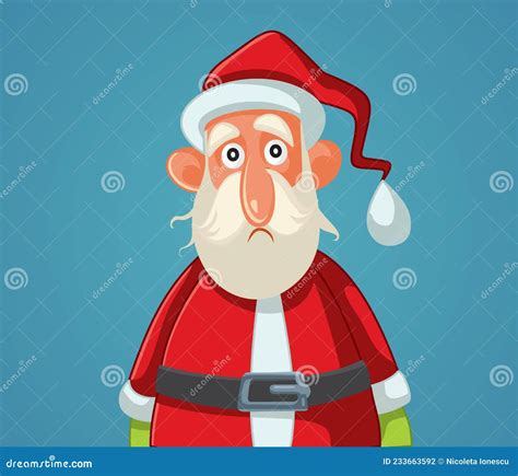 Sad Depressed Santa Claus Vector Cartoon Illustration Stock Vector