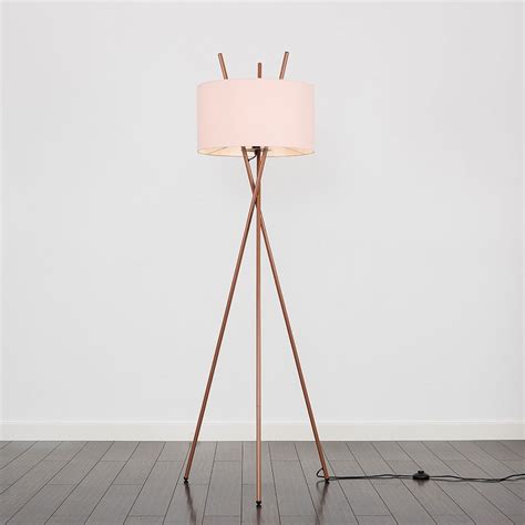 Crawford Copper Tripod Floor Lamp With Xl Dusty Pink Reni Shade Floor