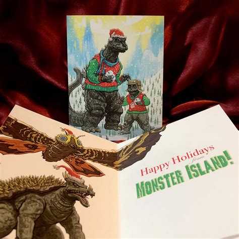 Godzilla Christmas Card Etsy