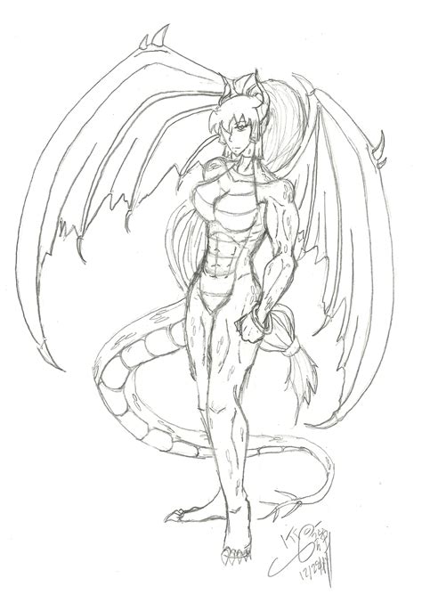 Commission Drawing Dragon Girl By Kyokasha On Deviantart