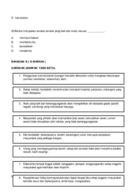 Latihan Pendidikan Moral Tahun 4 2020