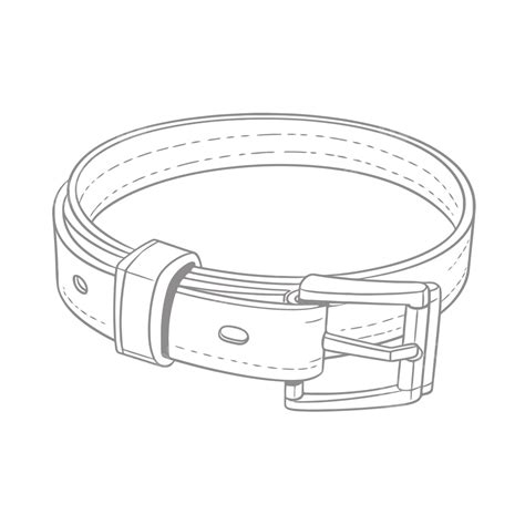 Line Drawing Of The Belt With The Buckle Outline Sketch Vector Belt