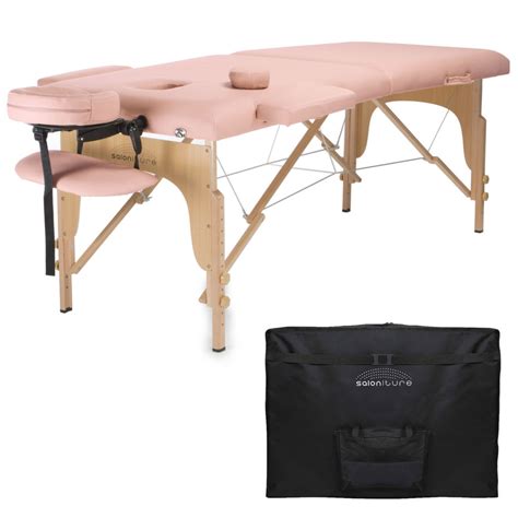 Professional Portable Folding Massage Table With Carrying Case Pink Saloniture