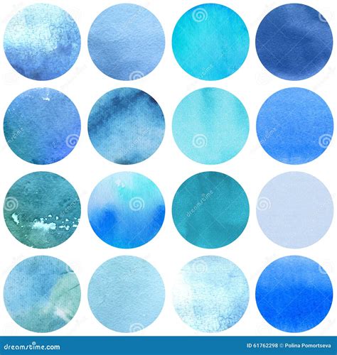 Watercolor Circles Collection Blue Colors Stock Photo Image 61762298