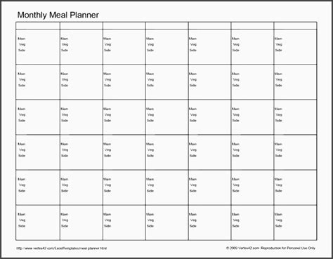 10 Printable Monthly Meal Planner Template Sampletemplatess