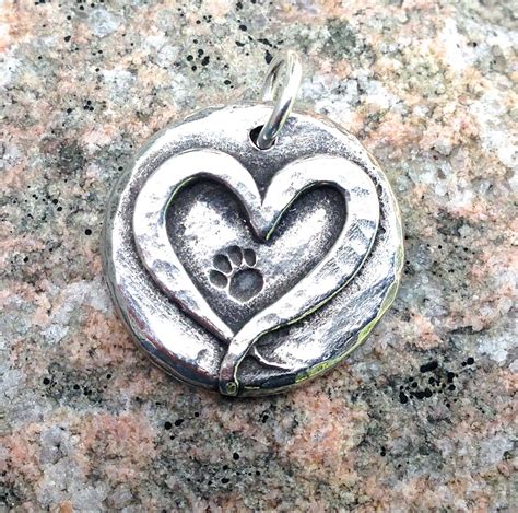 Paw Print On My Heart Pendant Heart With Pawprint Charm Pet Jewelry