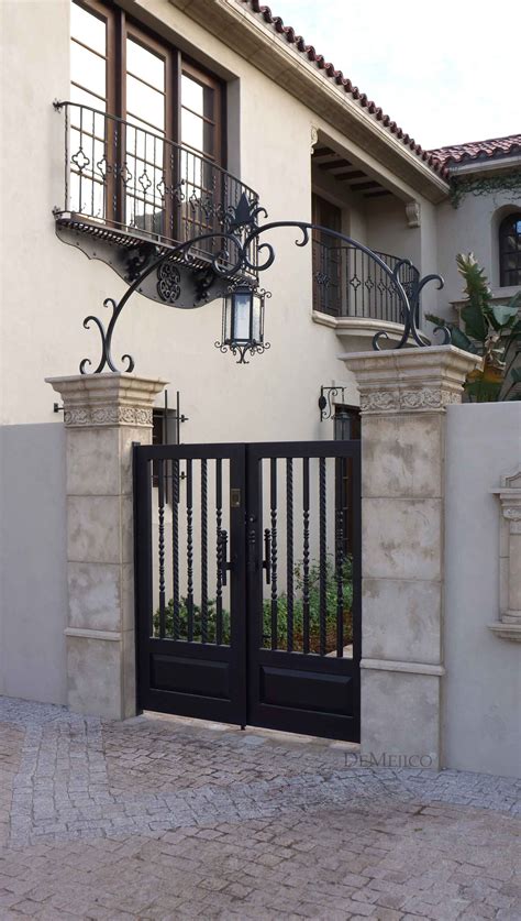 Arched Decorative Double Courtyard Entry Gate Wrought