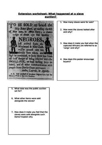 Slave Auction Teaching Resources